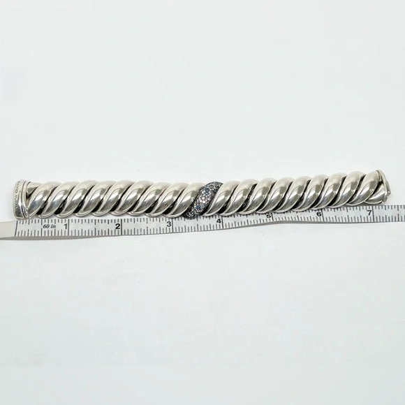 David Yurman Sculpted Hampton Cable Bracelet w/Diamonds, Sapphires & Tanzanites - Picture 10 of 10